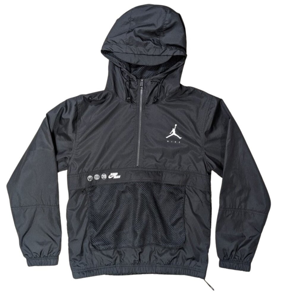 Jordan Jumpman Black Half Zip Mesh Lined Windbreaker Men's Size Small